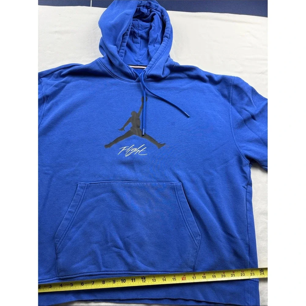 Jordan Flight Hoodie Mens Size XL Blue Jumpman Graphic Pullover Sweatshirt
